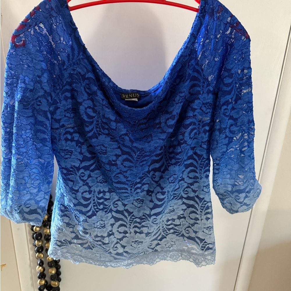 VENUS Royal Blue Lace Blouse